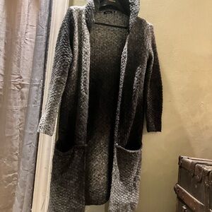 Maxi Cozy umbre of Gray Hooded Sweater Cardigan
